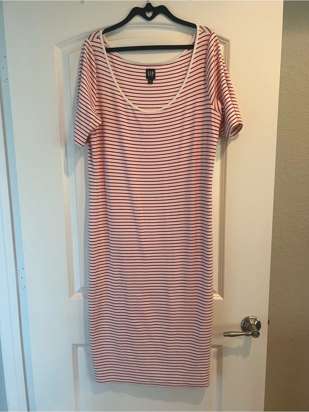 GAP Pink and White Striped Midi Dress